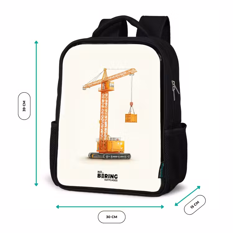 Torenkraan - Getekend - Oranje Rugzak - Zwart middel -productfoto_formaten