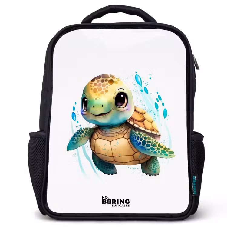 Schildpad - Waterverf - Kleuren - Dieren Rugzak - Zwart middel -3d