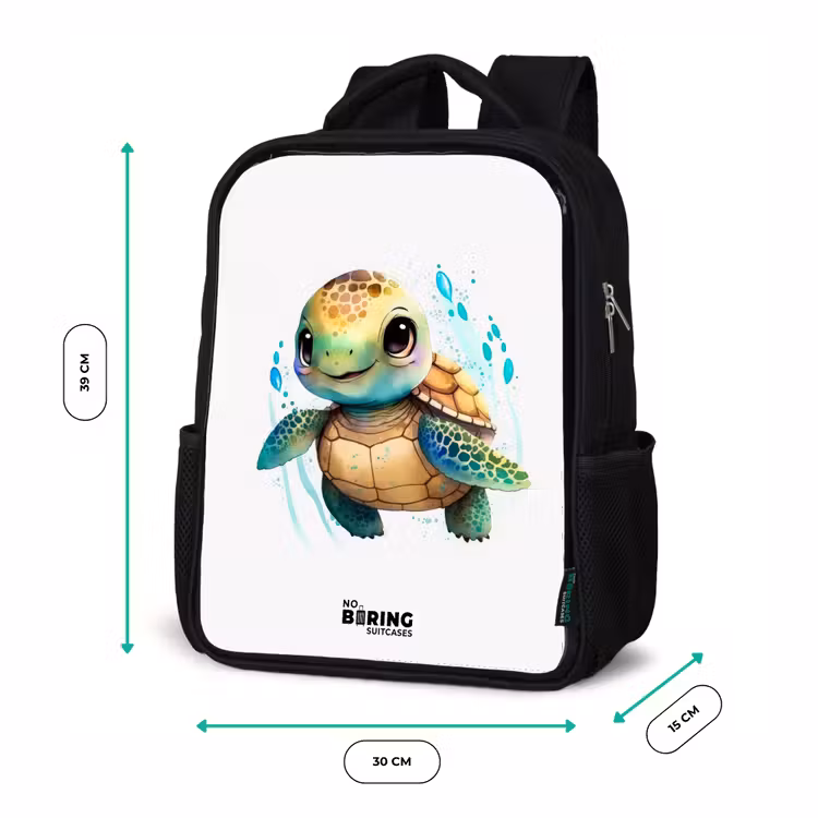 Schildpad - Waterverf - Kleuren - Dieren Rugzak - Zwart middel -productfoto_formaten