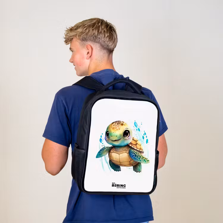 Schildpad - Waterverf - Kleuren - Dieren Rugzak - Zwart middel -sfeer8