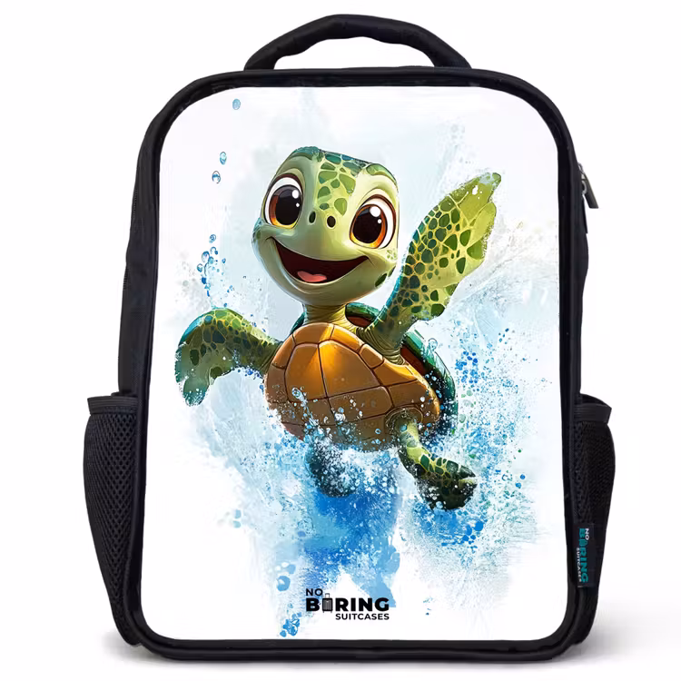 Schildpad - Water - Groen Rugzak - Zwart middel -3d