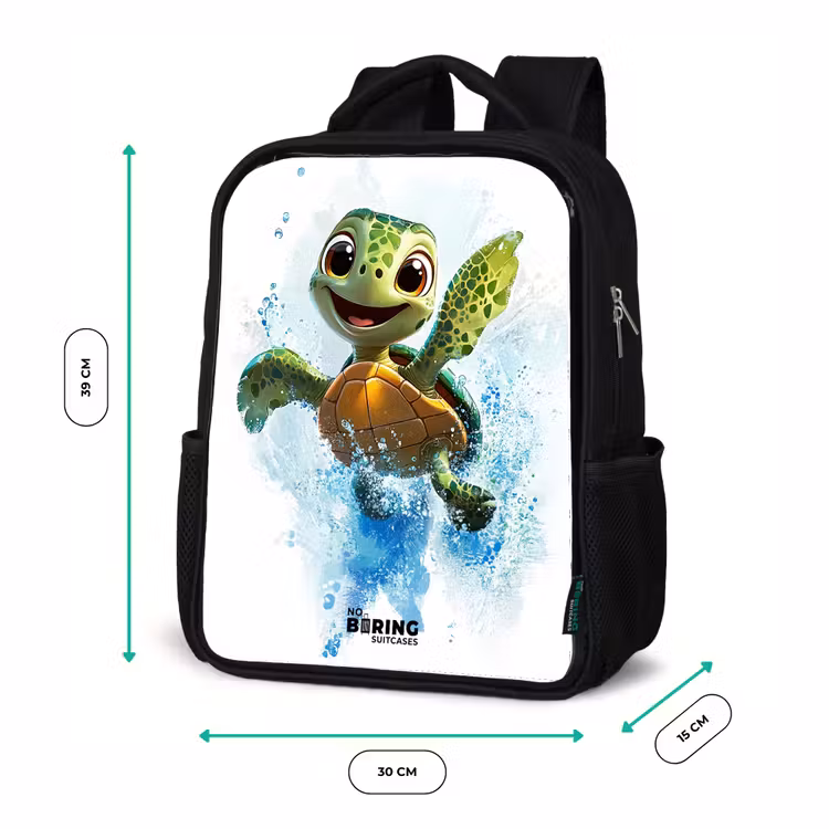 Schildpad - Water - Groen Rugzak - Zwart middel -productfoto_formaten