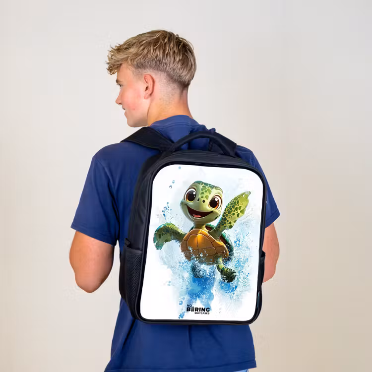 Schildpad - Water - Groen Rugzak - Zwart middel -sfeer8
