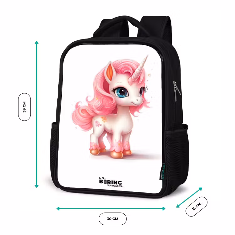 Eenhoorn met roze manen Rugzak - Zwart middel -productfoto_formaten