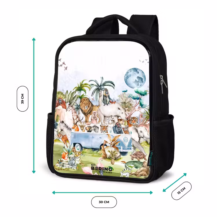 Busje met allemaal dieren Rugzak - Zwart middel -productfoto_formaten