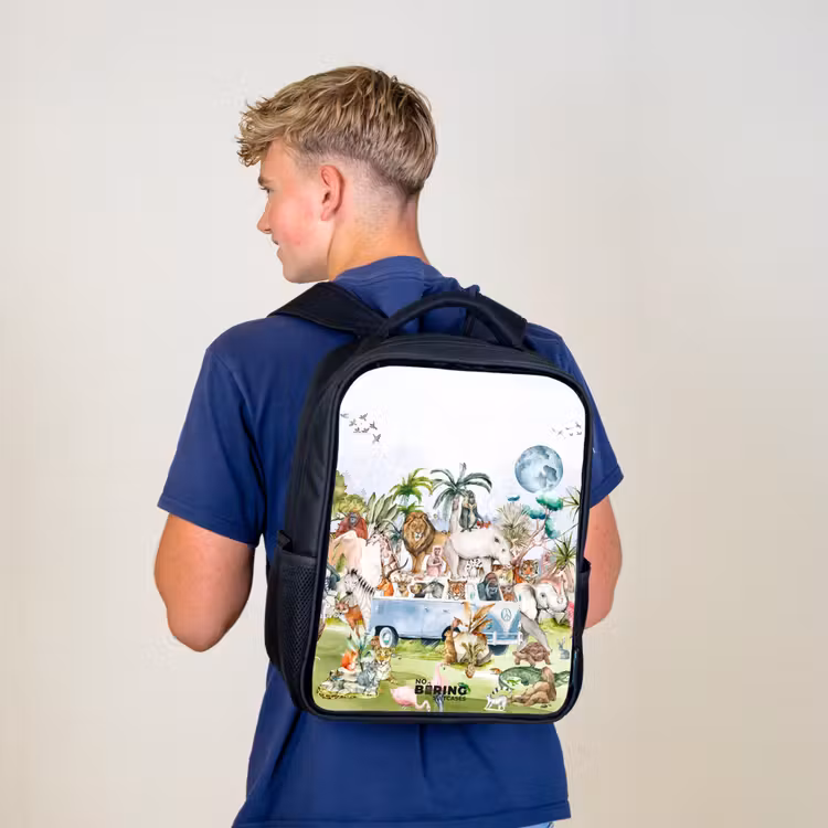 Busje met allemaal dieren Rugzak - Zwart middel -sfeer8