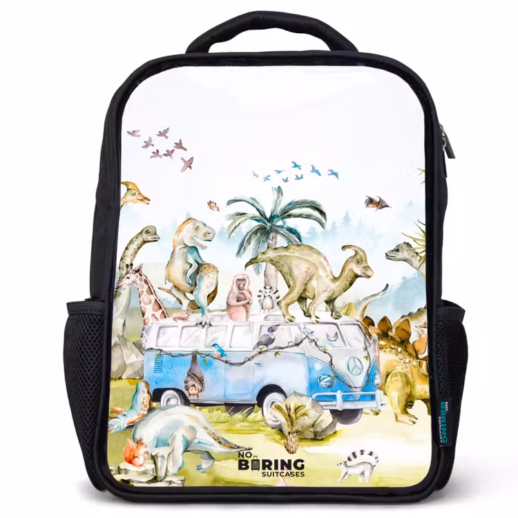 Busje met dino's Rugzak - Zwart middel -3d