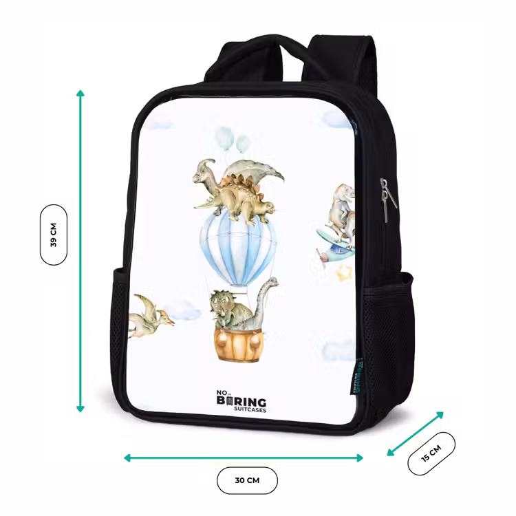 Dwalende dino's Rugzak - Zwart middel -productfoto_formaten
