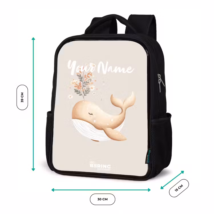 Walvis in pastel beige kleuren Rugzak - Zwart middel -productfoto_formaten