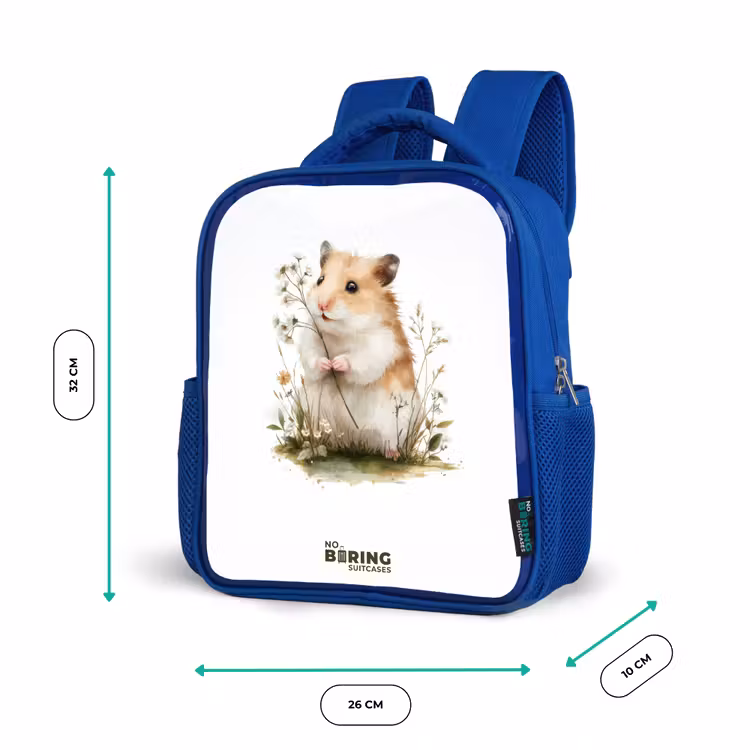 Dier - Natuur - Hamster Kinderrugzak - Blauw middel -productfoto_formaten