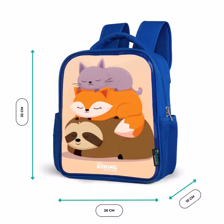 Dieren - Slapen - Samen Kinderrugzak - Blauw middel -productfoto_formaten