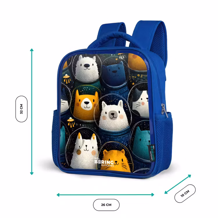 Dieren - Sterren - Planeten - Astronaut Kinderrugzak - Blauw middel -productfoto_formaten