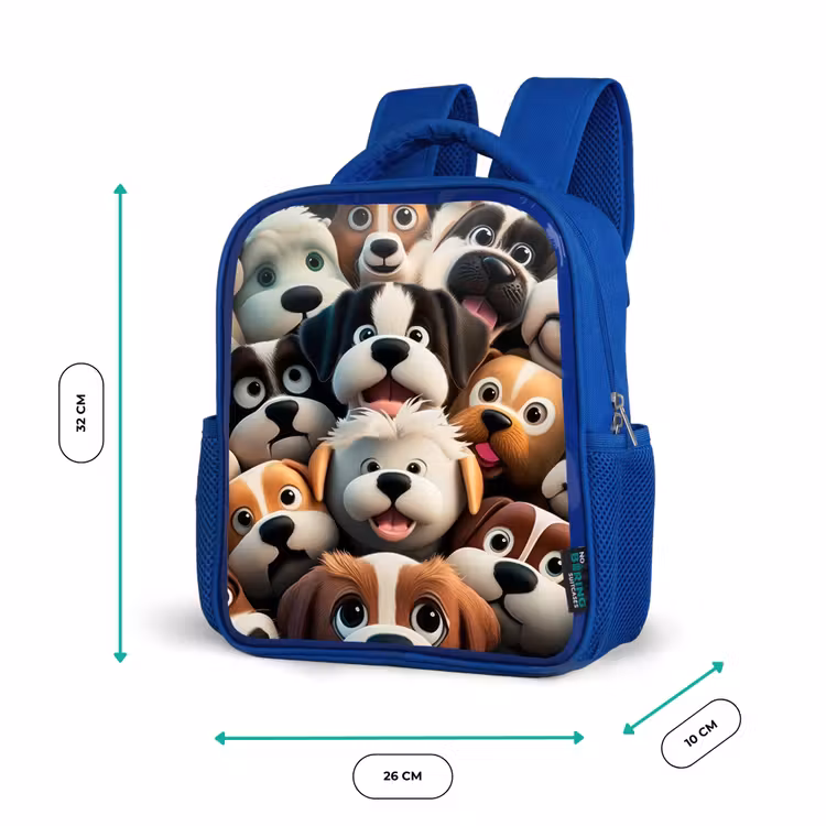 Blaffende Bengeltjes Kinderrugzak - Blauw middel -productfoto_formaten