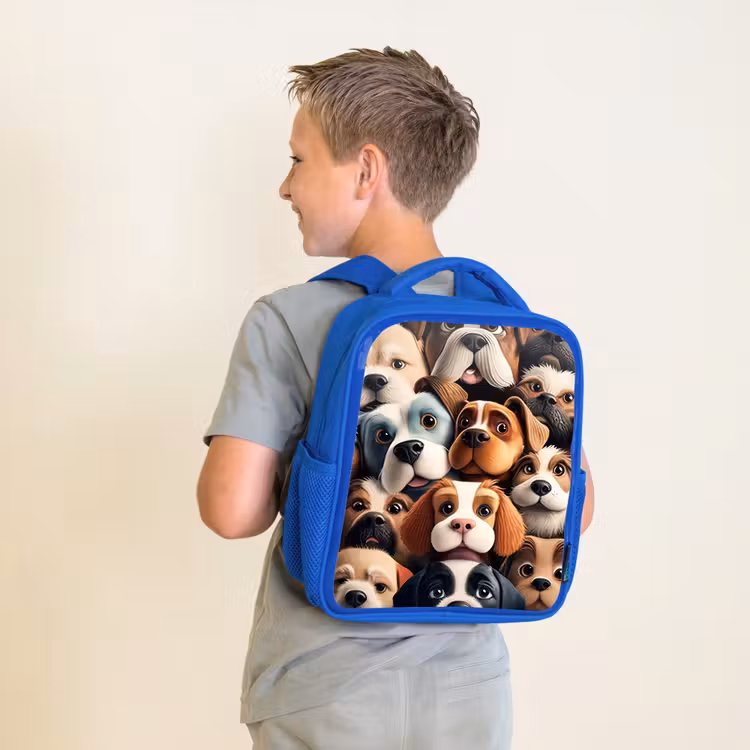 Blaffende Bende Kinderrugzak - Blauw middel -sfeer2