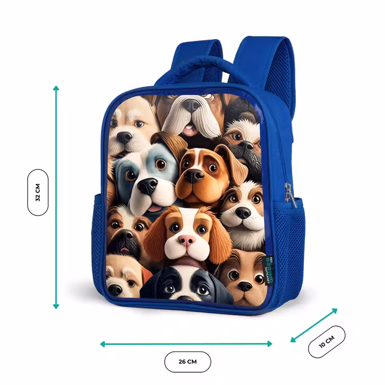 Blaffende Bende Kinderrugzak - Blauw middel -productfoto_formaten