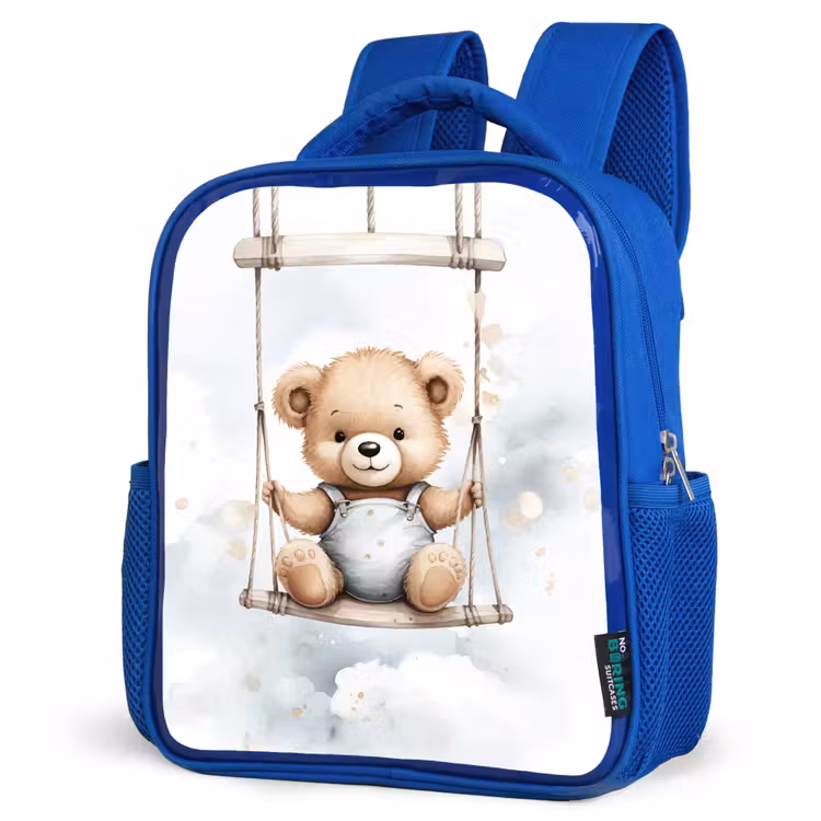 Beer - Baby - Dier - Kinderen Kinderrugzak - Blauw middel -schuin