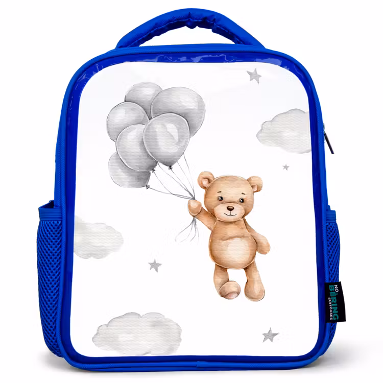 Beer - Ballon - Sterren - Kinderen Kinderrugzak - Blauw middel -3d
