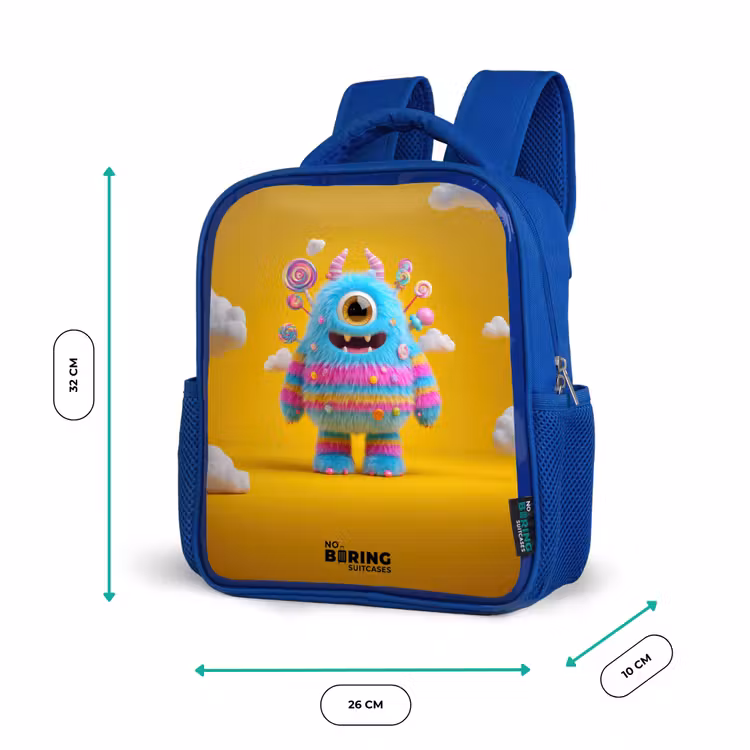 Snoep - Monster - Regenboog Kinderrugzak - Blauw middel -productfoto_formaten