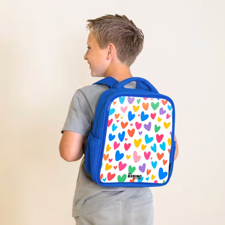 Gekleurde hartjes Kinderrugzak - Blauw middel -sfeer2