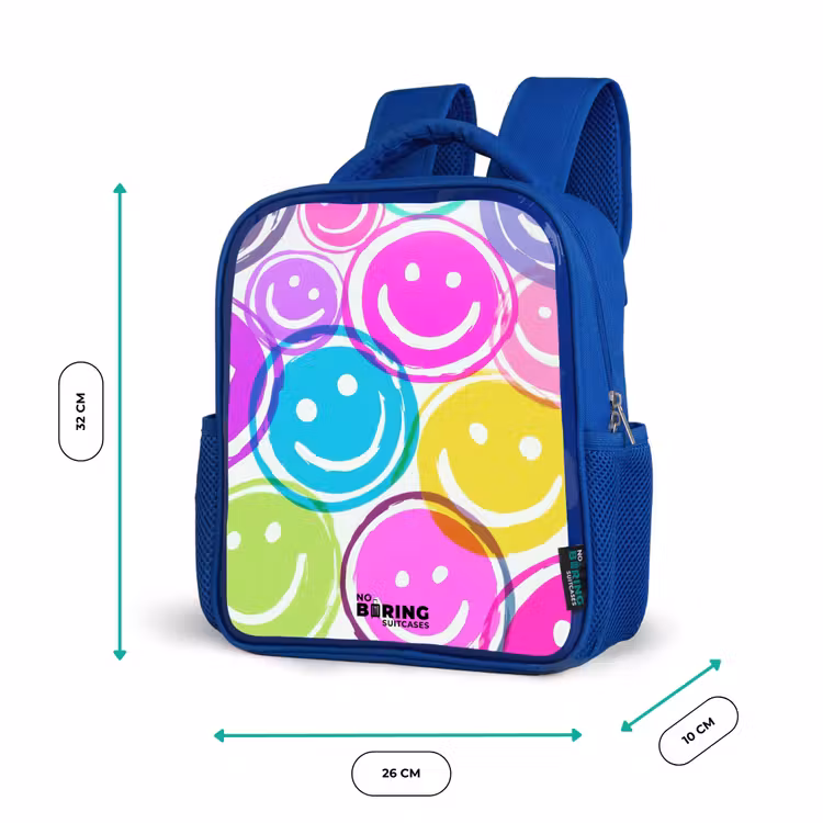 Kleurrijke glimlachexplosie Kinderrugzak - Blauw middel -productfoto_formaten