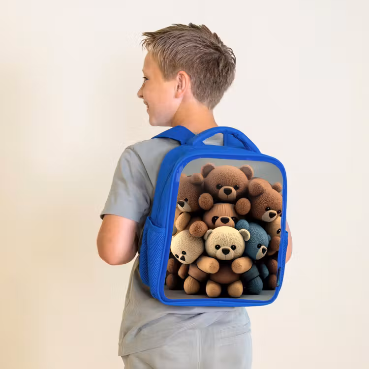 Knuffelberen Kinderrugzak - Blauw middel -sfeer2