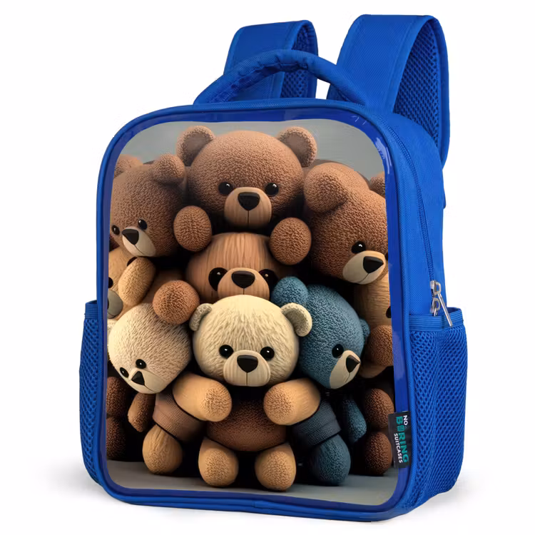 Knuffelberen Kinderrugzak - Blauw middel -schuin