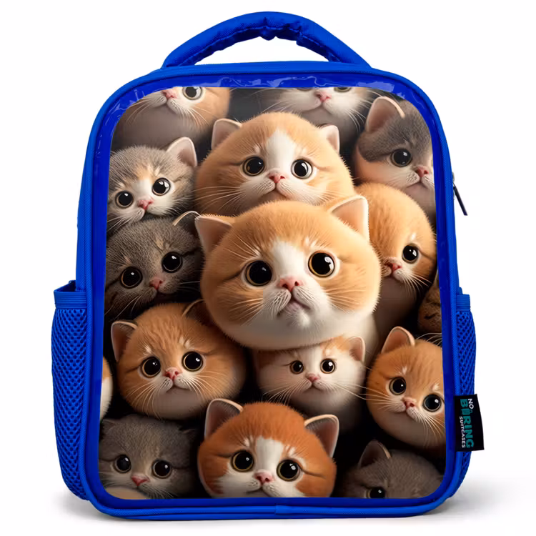 Knuffelkatjes Kinderrugzak - Blauw middel -3d