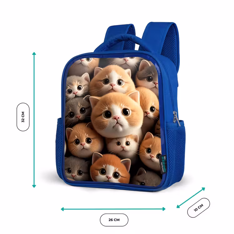 Knuffelkatjes Kinderrugzak - Blauw middel -productfoto_formaten