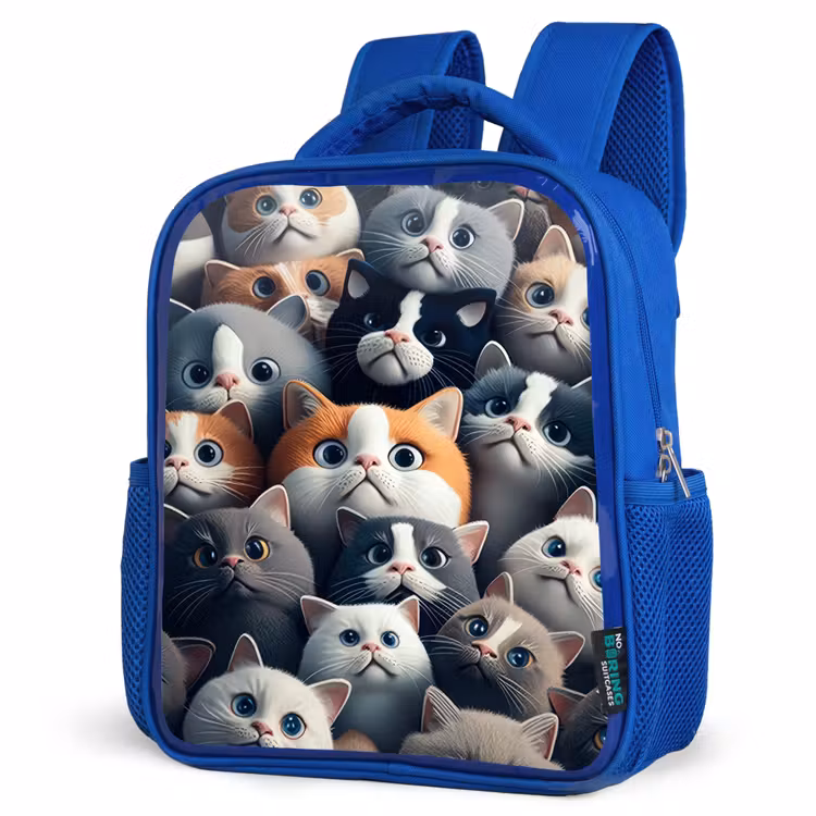 Snoezige Snuitjes Kinderrugzak - Blauw middel -schuin