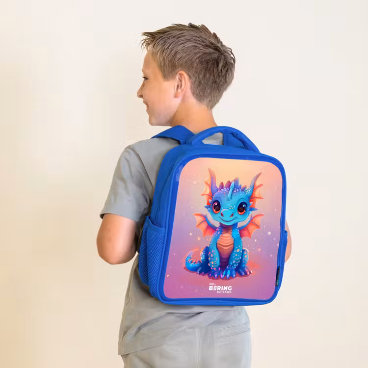 Schattige baby draak Kinderrugzak - Blauw middel -sfeer2