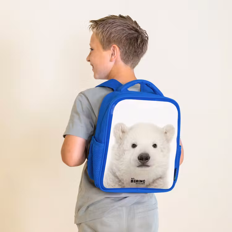 Schattige Ijsbeer Kinderrugzak - Blauw middel -sfeer2