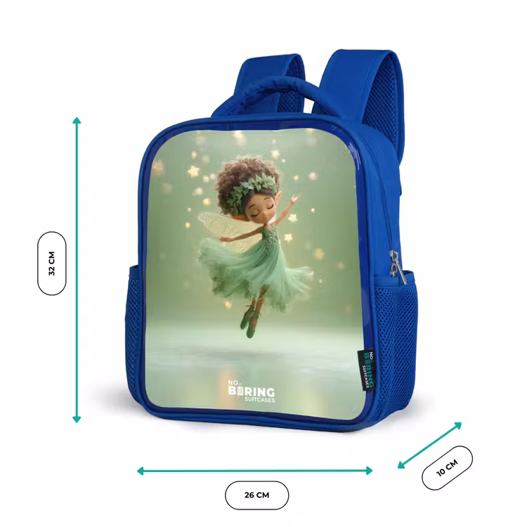 Dansende fee in groen licht Kinderrugzak - Blauw middel -productfoto_formaten