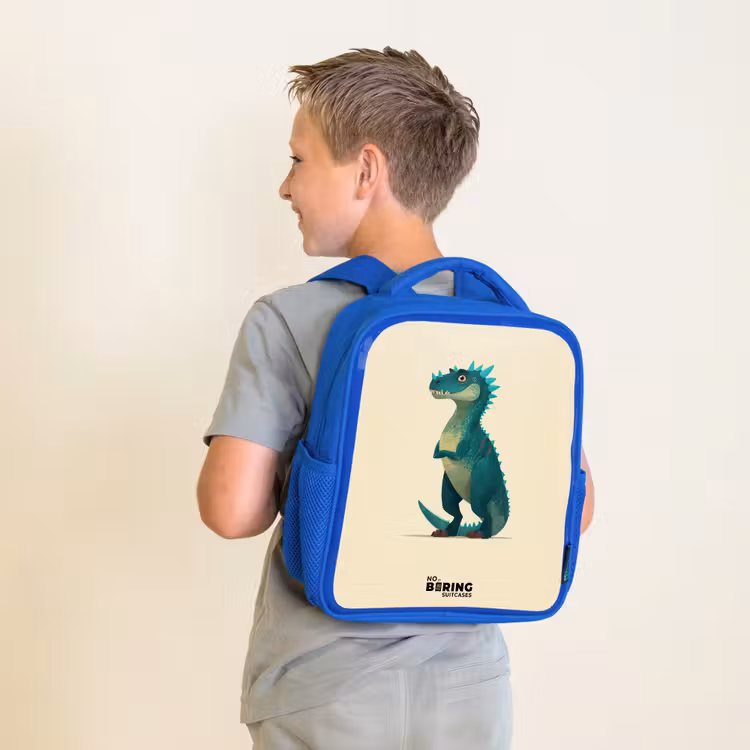 Dino - Dier - Blauw - Groen Kinderrugzak - Blauw middel -sfeer2