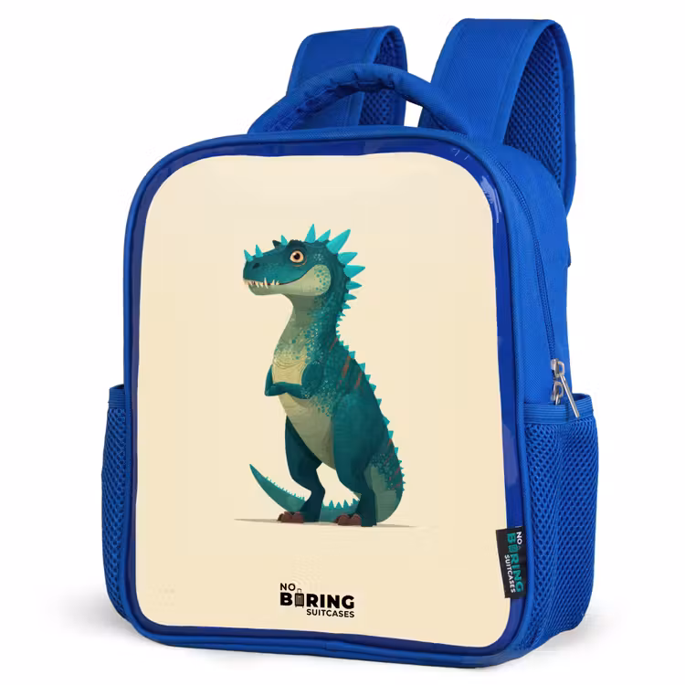 Dino - Dier - Blauw - Groen Kinderrugzak - Blauw middel -schuin