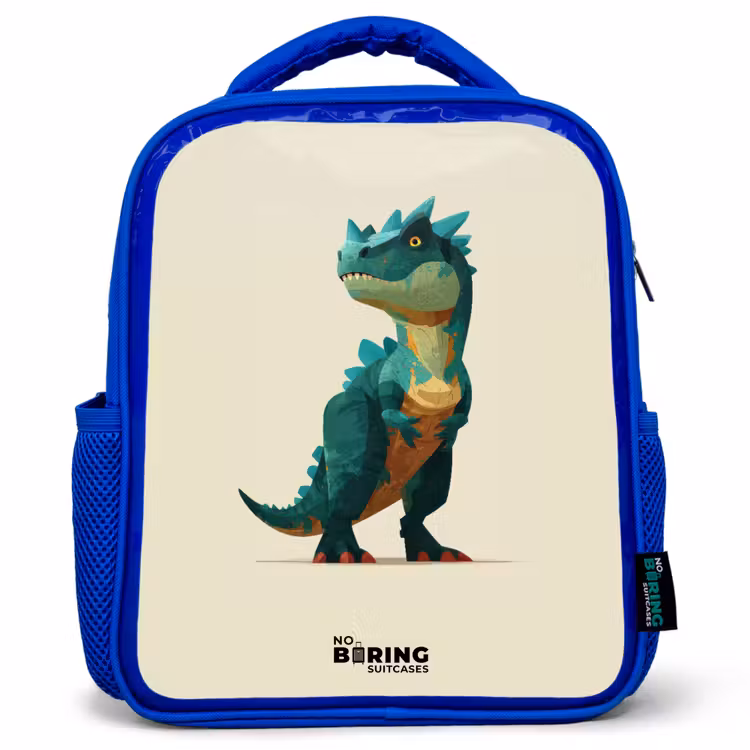Dino - Dier - Groen Kinderrugzak - Blauw middel -3d