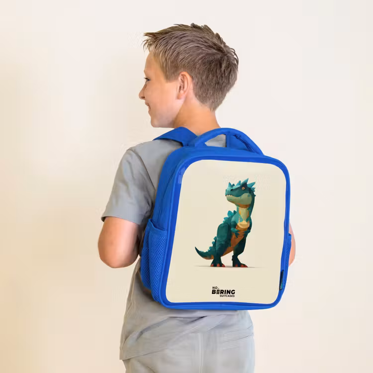 Dino - Dier - Groen Kinderrugzak - Blauw middel -sfeer2