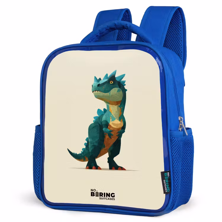 Dino - Dier - Groen Kinderrugzak - Blauw middel -schuin