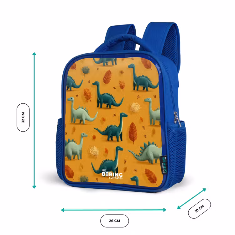 Dino - Dieren - Patroon Kinderrugzak - Blauw middel -productfoto_formaten