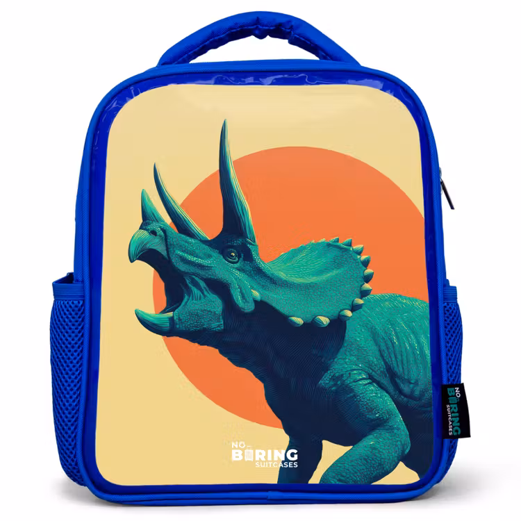 Dino - Triceratops - Dier Kinderrugzak - Blauw middel -3d