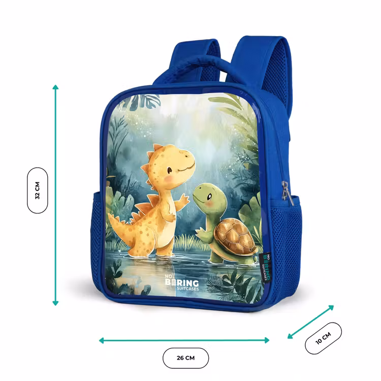 Dino - Schildpad - Jungle Kinderrugzak - Blauw middel -productfoto_formaten