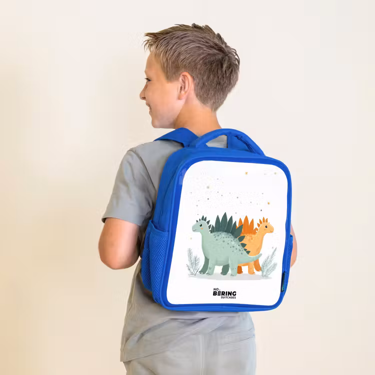 Dinos - Dieren - Sterren Kinderrugzak - Blauw middel -sfeer2