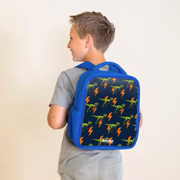 Dinos - Bliksem - Dieren - Blauw Kinderrugzak - Blauw middel -sfeer2