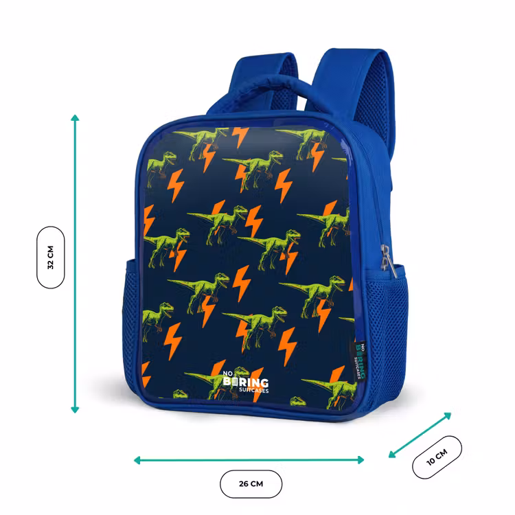 Dinos - Bliksem - Dieren - Blauw Kinderrugzak - Blauw middel -productfoto_formaten