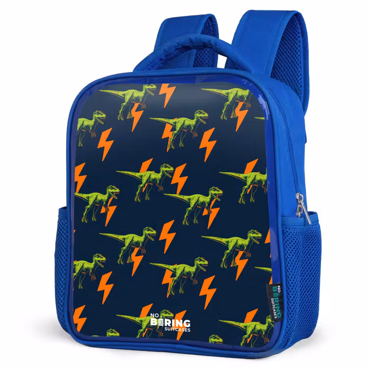 Dinos - Bliksem - Dieren - Blauw Kinderrugzak - Blauw middel -schuin
