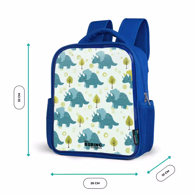 Dinos - Patroon - Natuur Kinderrugzak - Blauw middel -productfoto_formaten