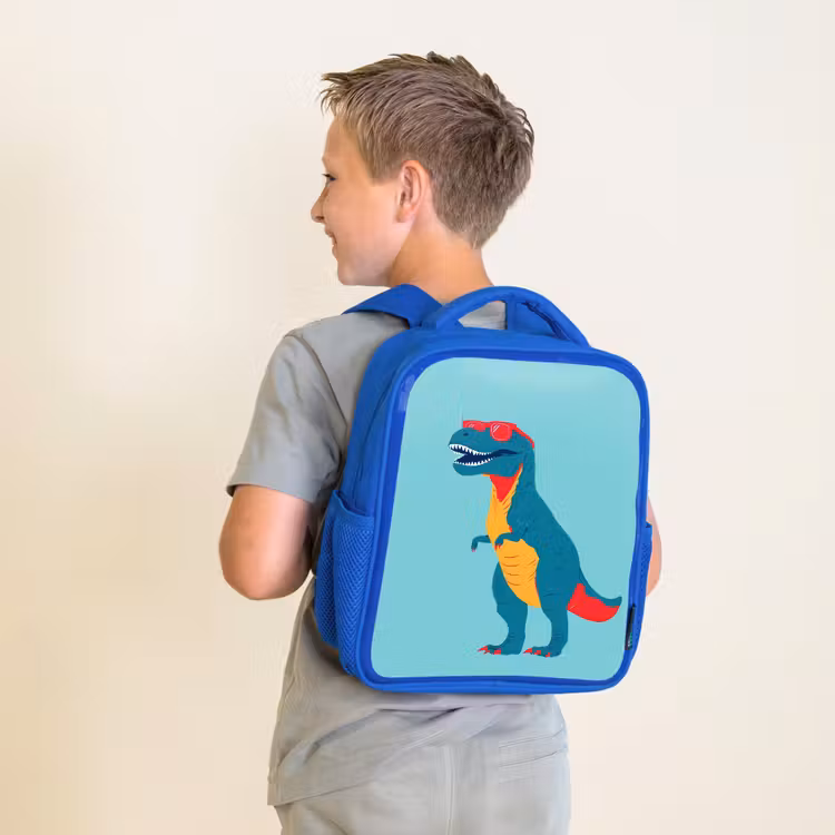 Dinosaurus - Blauw - Zonnebril Kinderrugzak - Blauw middel -sfeer2