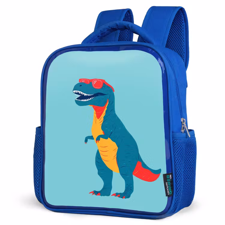 Dinosaurus - Blauw - Zonnebril Kinderrugzak - Blauw middel -schuin