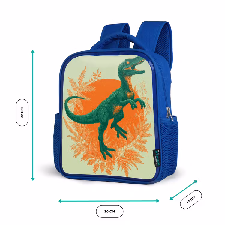 Dinosaurus - Groen - Planten - Cirkel Kinderrugzak - Blauw middel -productfoto_formaten