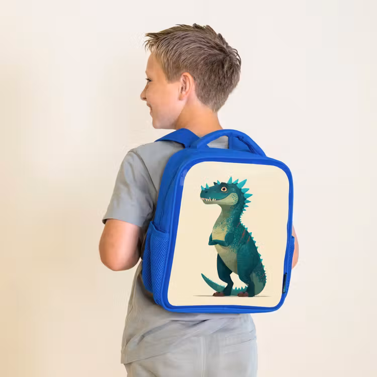 Dinosaurus - Turquoise - Stekels Kinderrugzak - Blauw middel -sfeer2