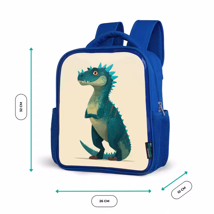 Dinosaurus - Turquoise - Stekels Kinderrugzak - Blauw middel -productfoto_formaten